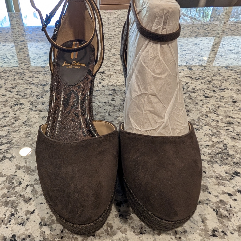 Sam Edelman Brown Espadrille Wedge Sandals